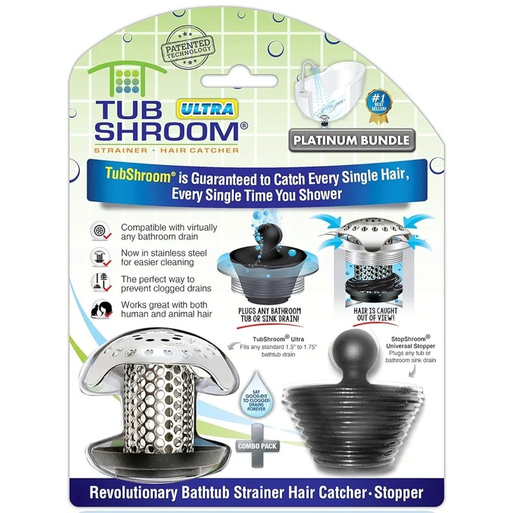 TubShroom Ultra Revolutionary Bath‎ Tub Drain Protector Hair Catcher